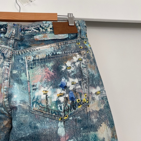 NWT Free People Tennessee Low-Rise Illusions Daisies Floral  Jeans Size 26 - Picture 6 of 7
